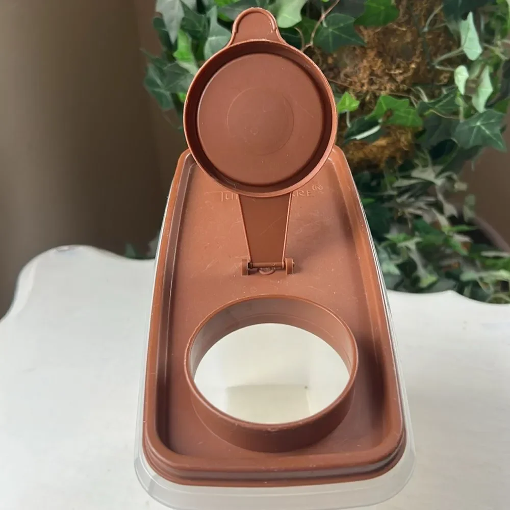 Tupperware Vintage Brown and White Storage Container